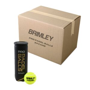 Doos met gele Brimley Pro padelballen voor padeltennis