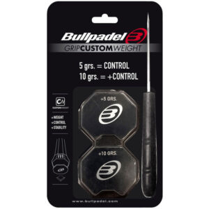Bullpadel zwart grip met custom weight 5/10 gram voor padelracket