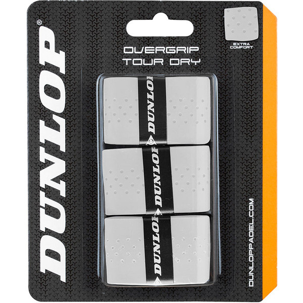 Dunlop Tour Dry Overgrip in wit, set van drie stuks