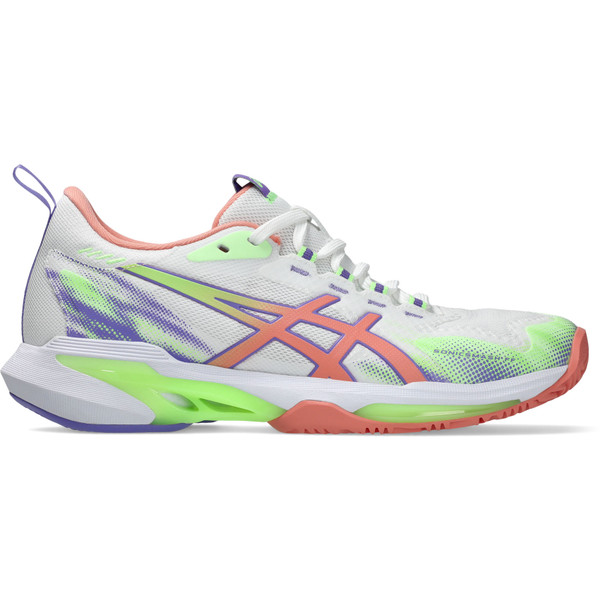 ASICS Sonicsmash FF Padel damesschoenen, witte en paarse uitvoering.