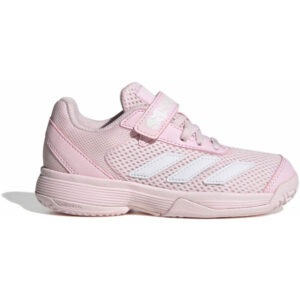Adidas Courtflash Clay Junior tennisschoen in wit en oranje.