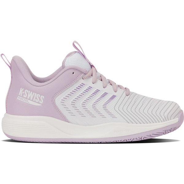 K-Swiss Ultrashot Light Padel damesschoenen in wit en roze.