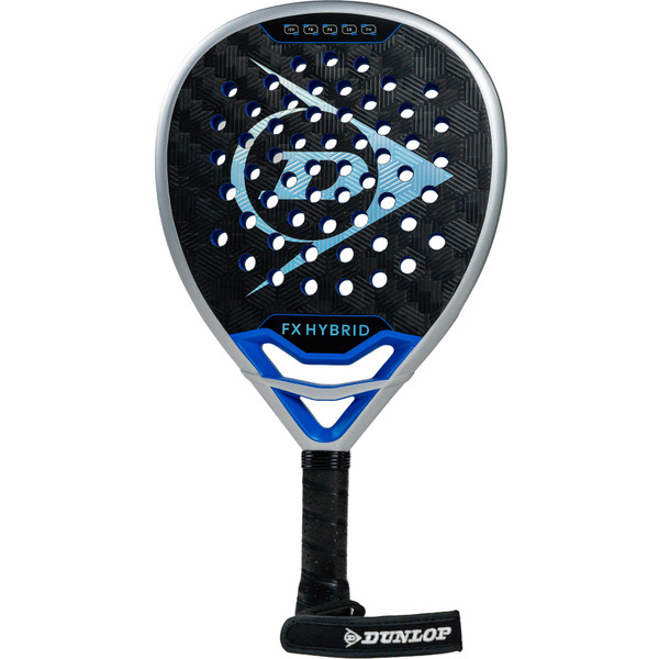Dunlop FX 26 Hybrid tennisracket met zwart en blauw design.
