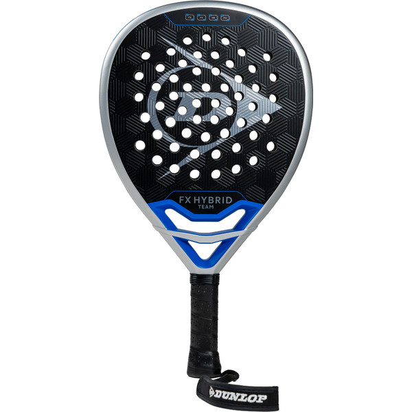 Dunlop FX 26 Hybrid Team racket met zwarte en blauwe bespanning