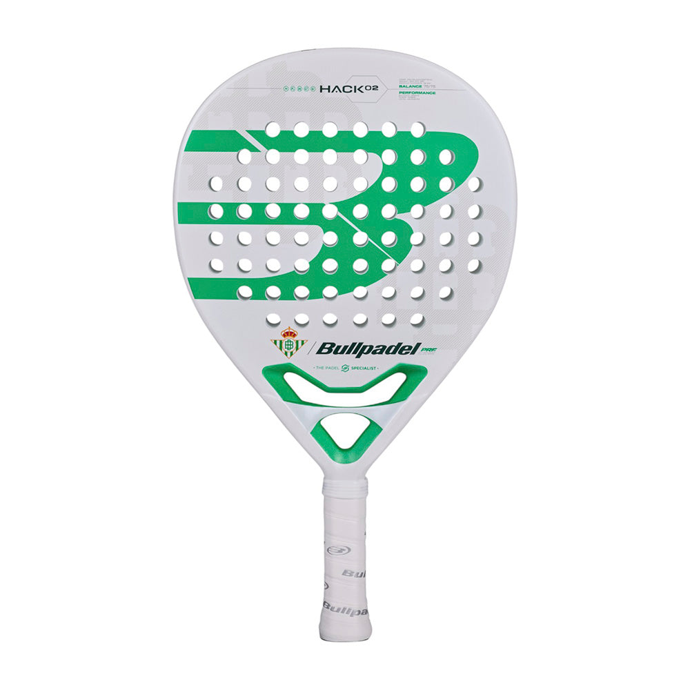 Bullpadel Hack 02 Betis padelracket in blauw en wit design