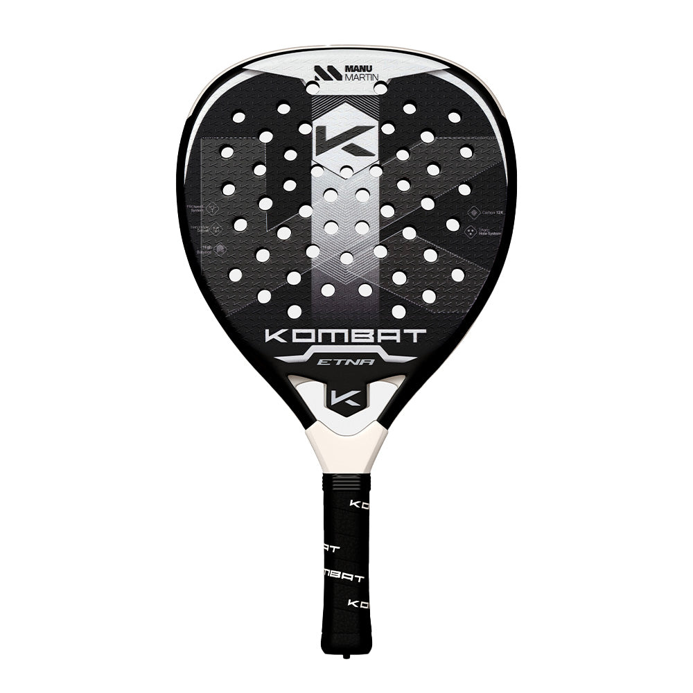 Kombat Etna 2025 padel racket van Manu Martin in zwart en rood