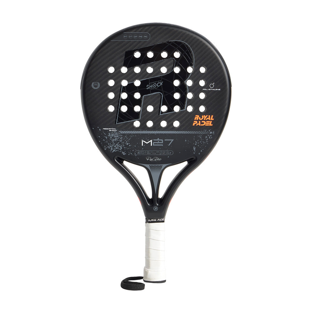 Royal Padel M27 Poly 2026 padelracket in zwart met gele accenten