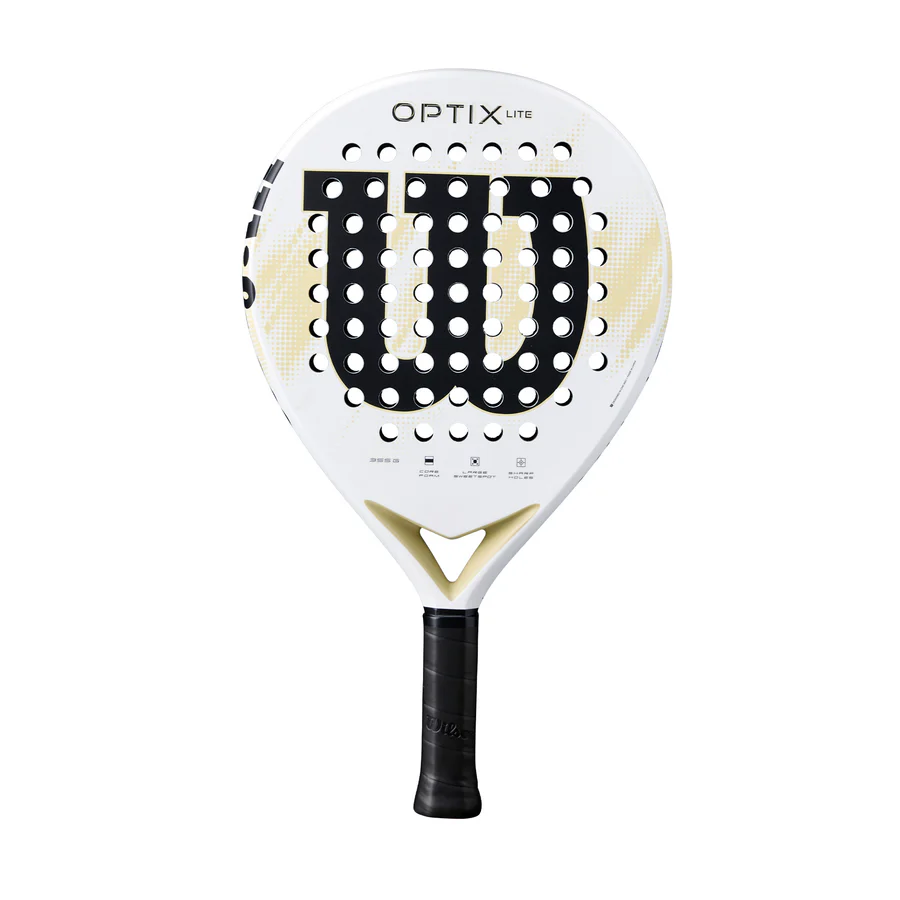 Wilson Optix Lite witte tennisracket, zijkant weergegeven