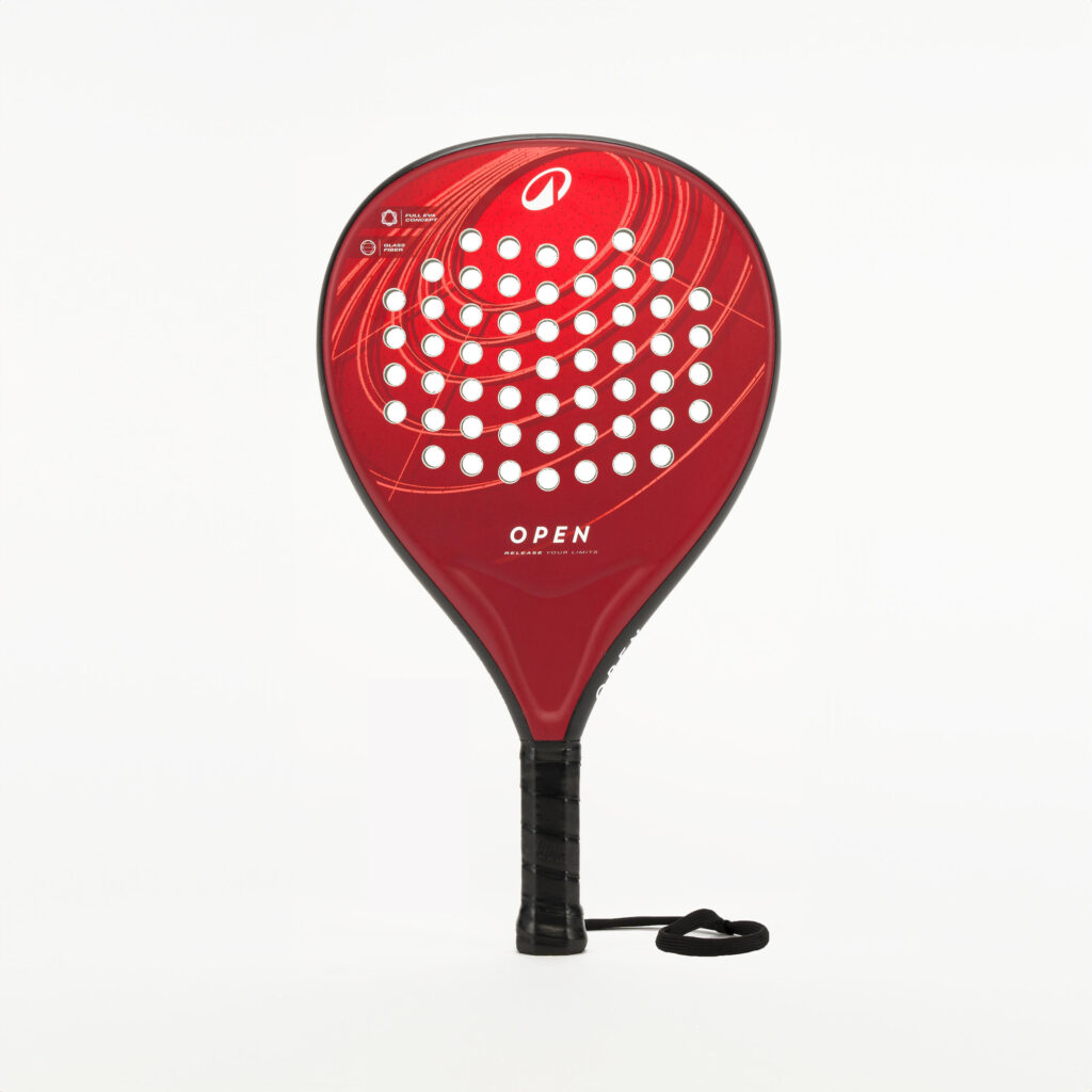 Rode padelracket voor volwassenen met open patroon