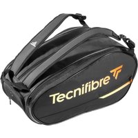 Tecnifibre tennisracket met zwart-geel design en ergonomische grip