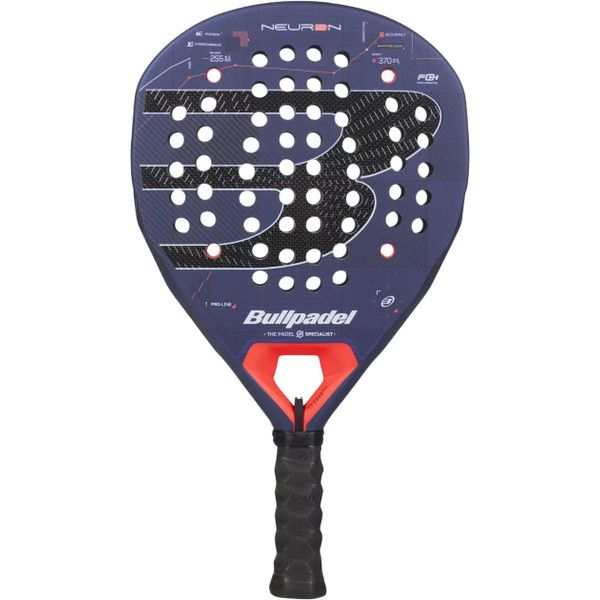Bullpadel Neuron 27 padelracket met zwart-rode afwerking