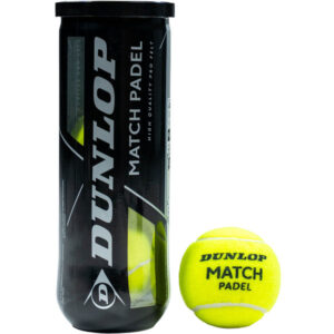 Dunlop Match Padel 3 tennisballen in geel, verpakking van drie stuks.