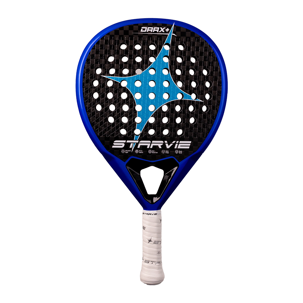 STARVIE DRAX 2027 padelracket met blauwe en oranje details