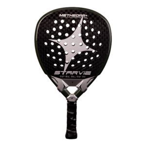 STARVIE METHEORA + 2027 padelracket met zwarte en rode afwerking